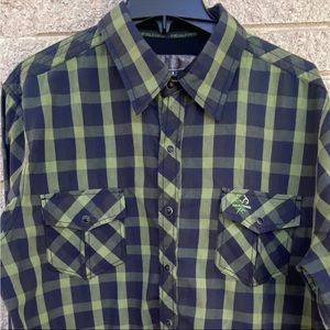 RealTree Xtra Black Pearl Snap Green Black Plaid Long Sleeve Shirt Size Large L